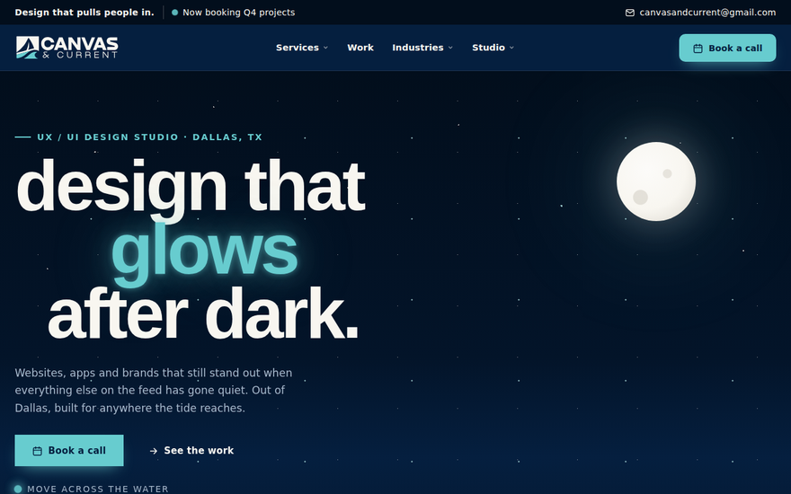 F · Night Swim homepage at 1280