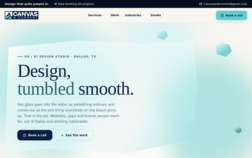 H · Sea Glass homepage at 1280