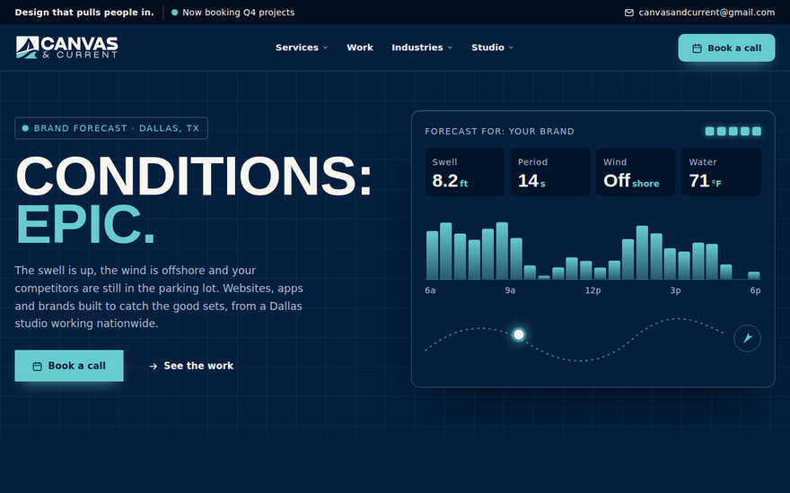 I · Surf Report homepage at 1280